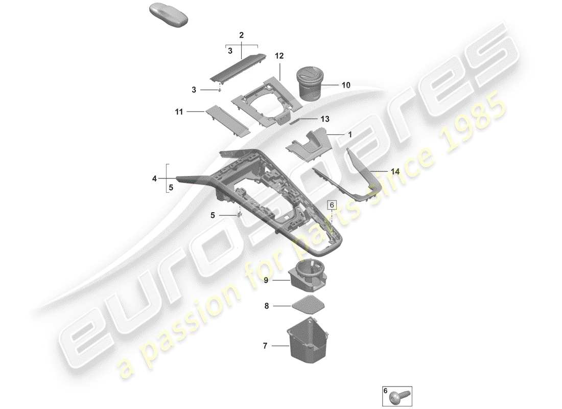 porsche 2020 (992-1) center console ersatzteildiagramm