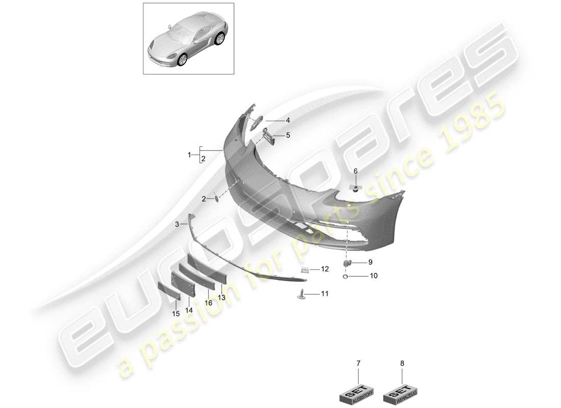 porsche 2020 (718 cayman) stoßstange ersatzteildiagramm