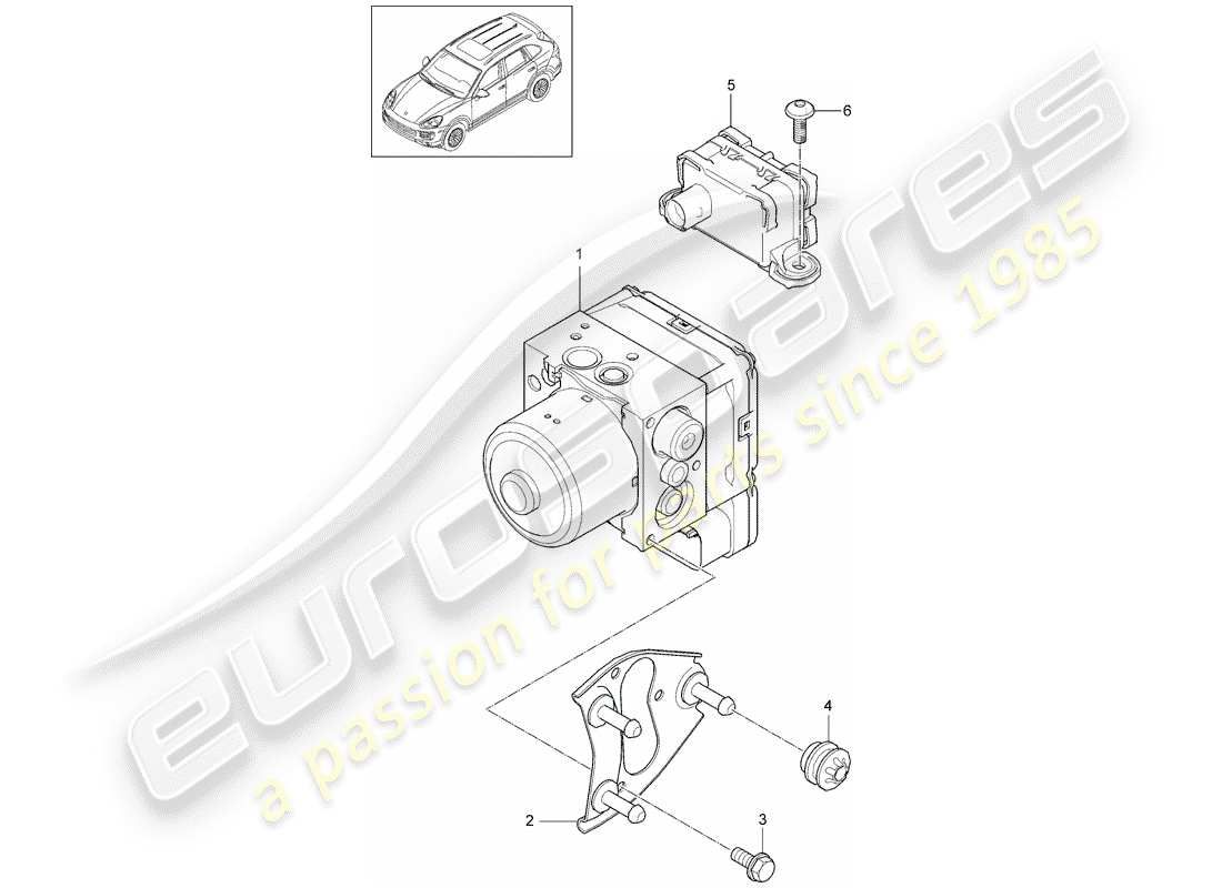 porsche 2014 (cayenne e2 92a) hydraulikeinheit ersatzteildiagramm