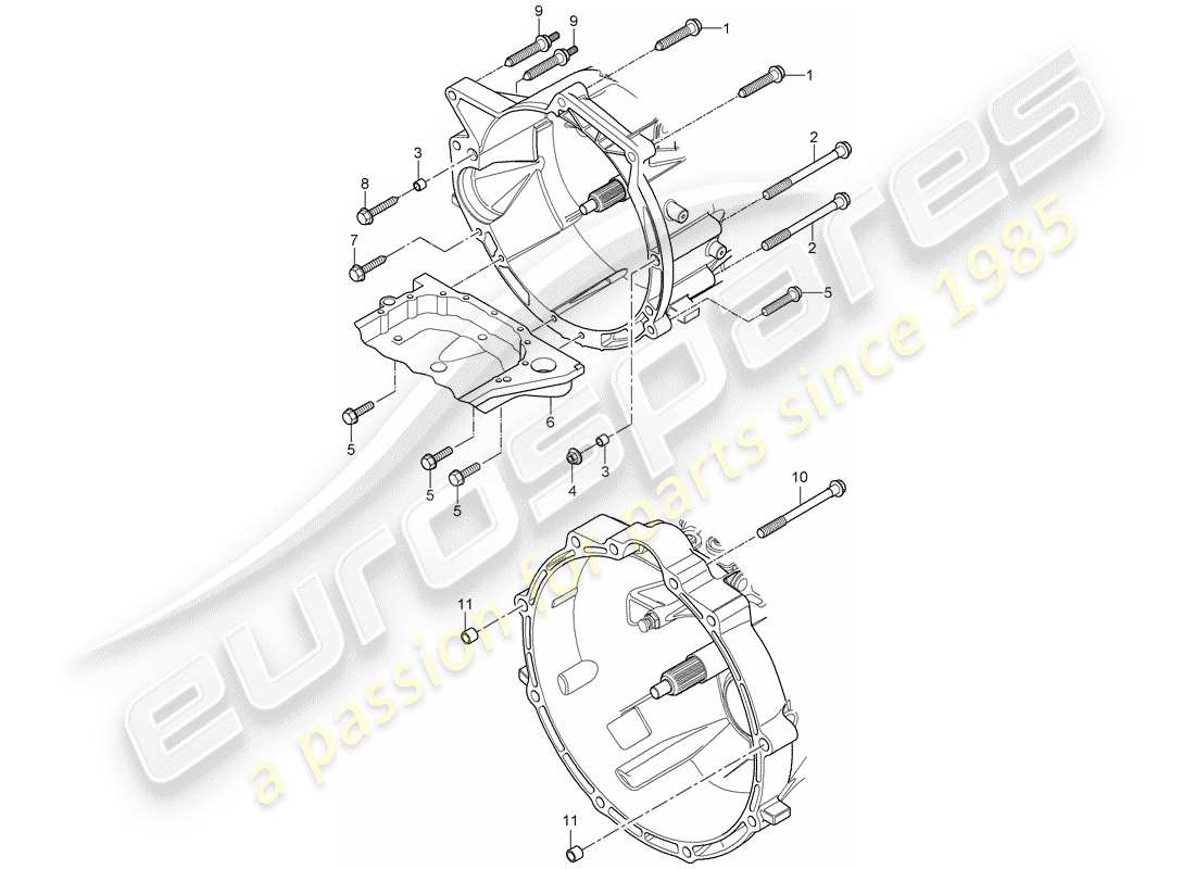 porsche 2008 (cayenne e1 9pa) befestigungsteile für motor und ersatzteildiagramm