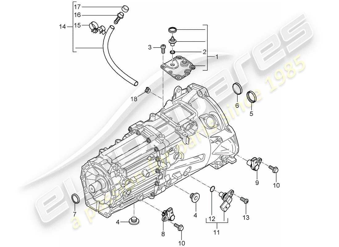 porsche 2008 (cayenne e1 9pa) ersatzteildiagramm für das getriebe