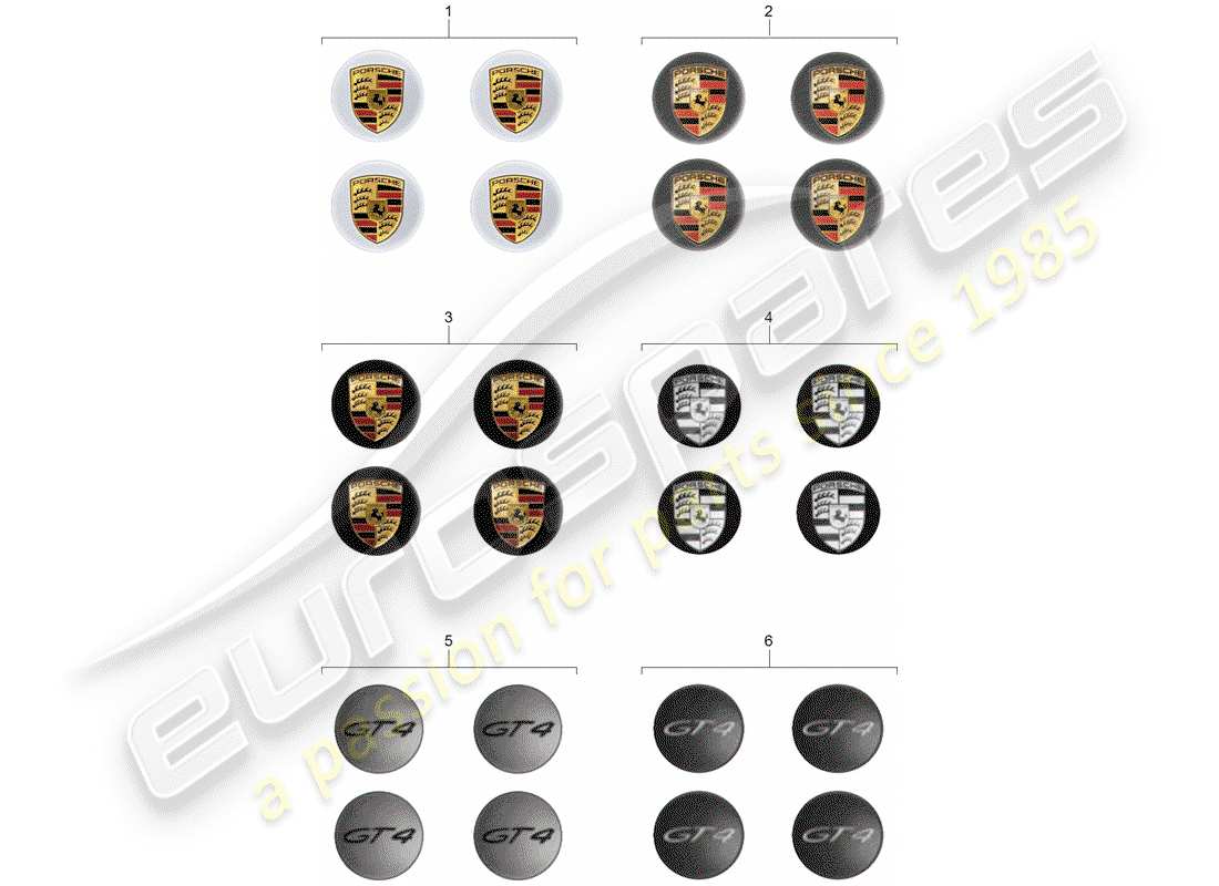 porsche 2017 (tequipment 98x/99x) radkappe ersatzteildiagramm