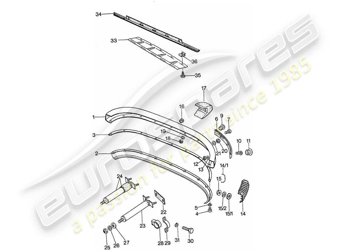 porsche 1976 (911) stoßstange ersatzteildiagramm