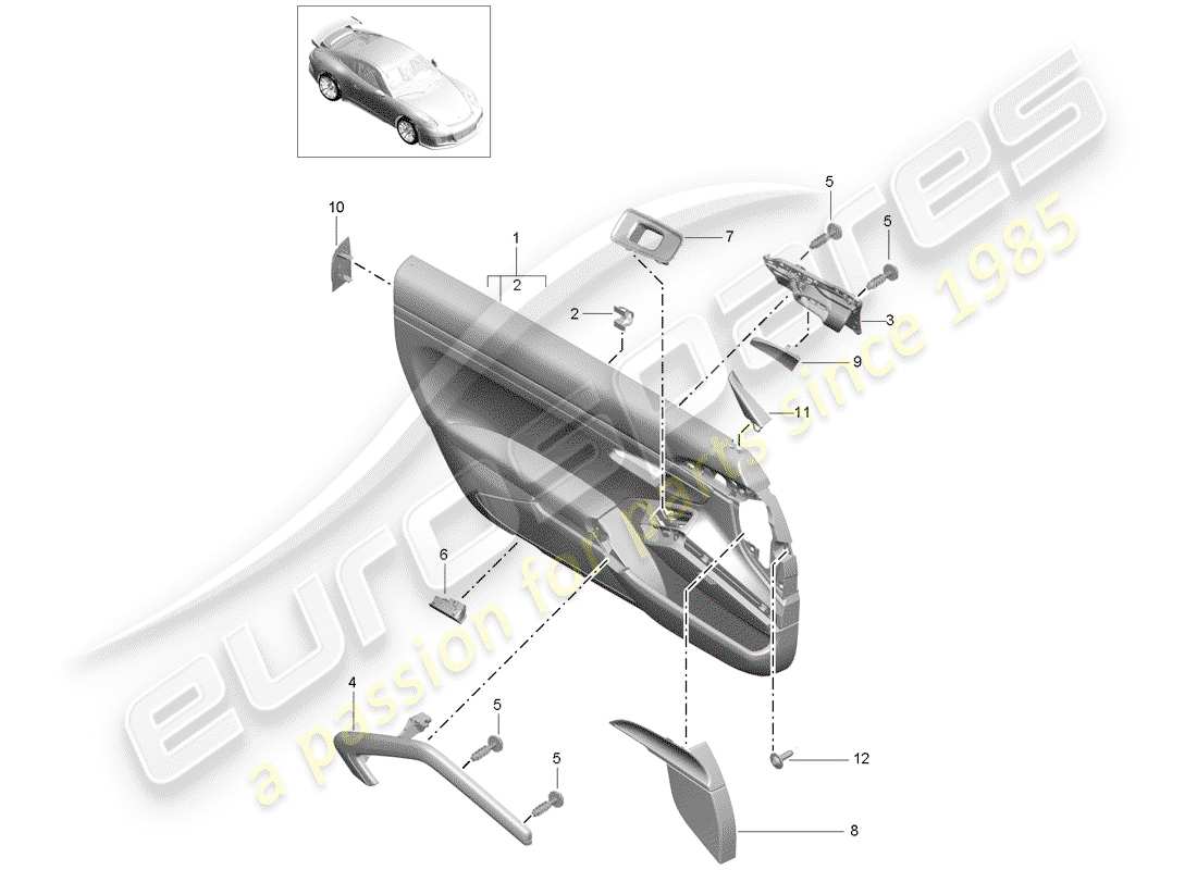 porsche 2020 (991-2 r/gt3/rs) türplatte teilediagramm