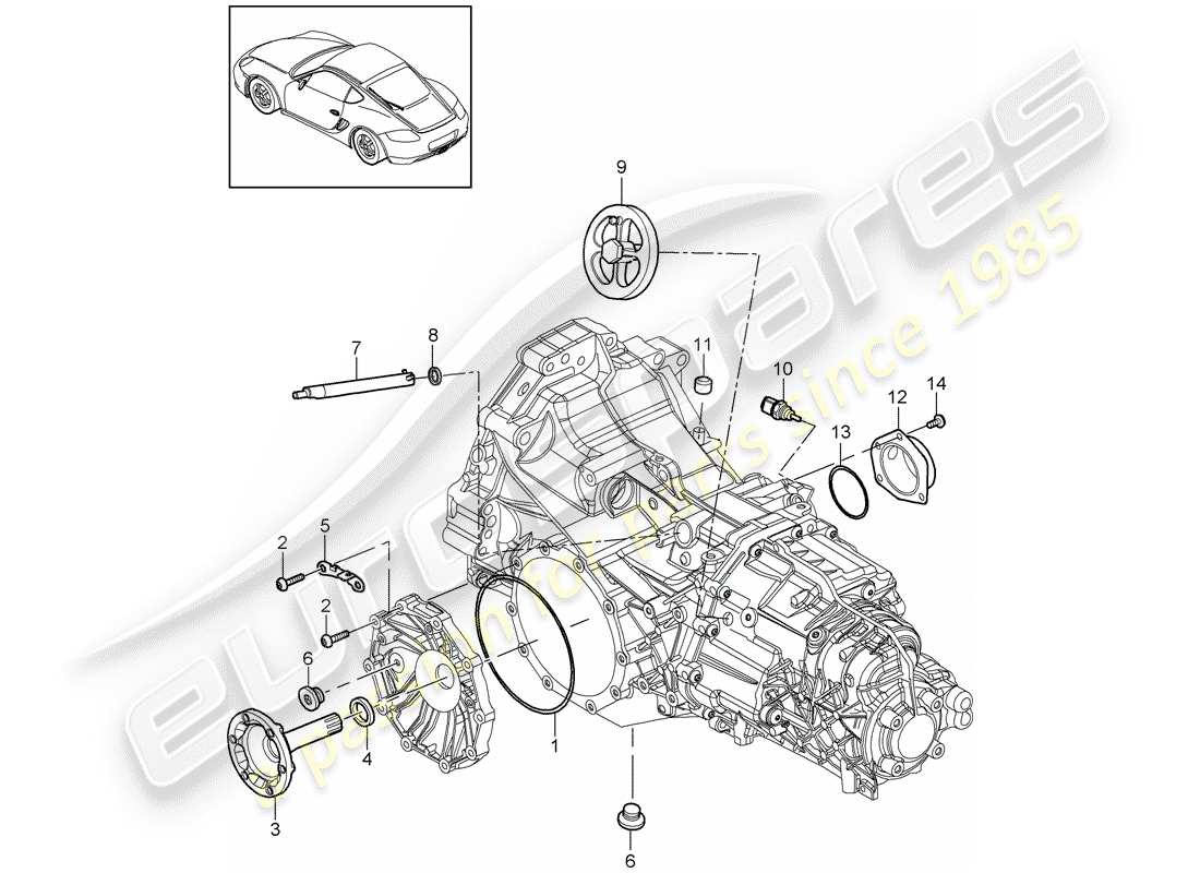 porsche 2010 (987 cayman) ersatzteildiagramm für das getriebe
