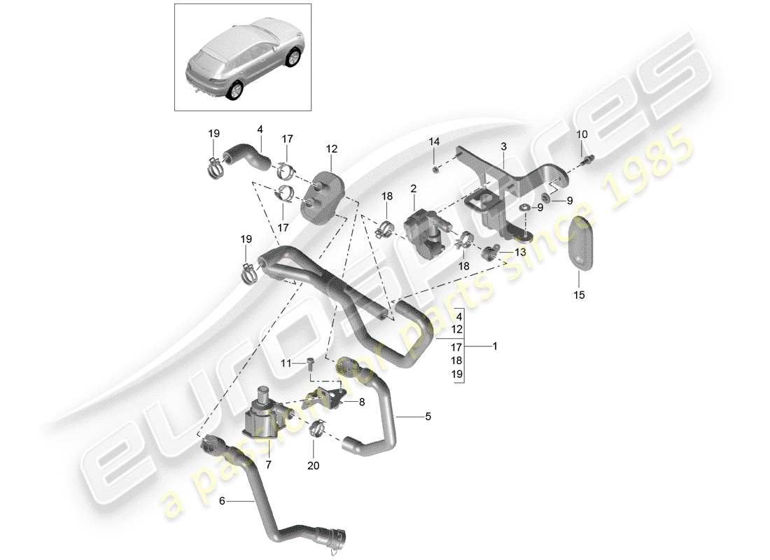 porsche 2018 (macan) heizung, klimaanlage ersatzteildiagramm