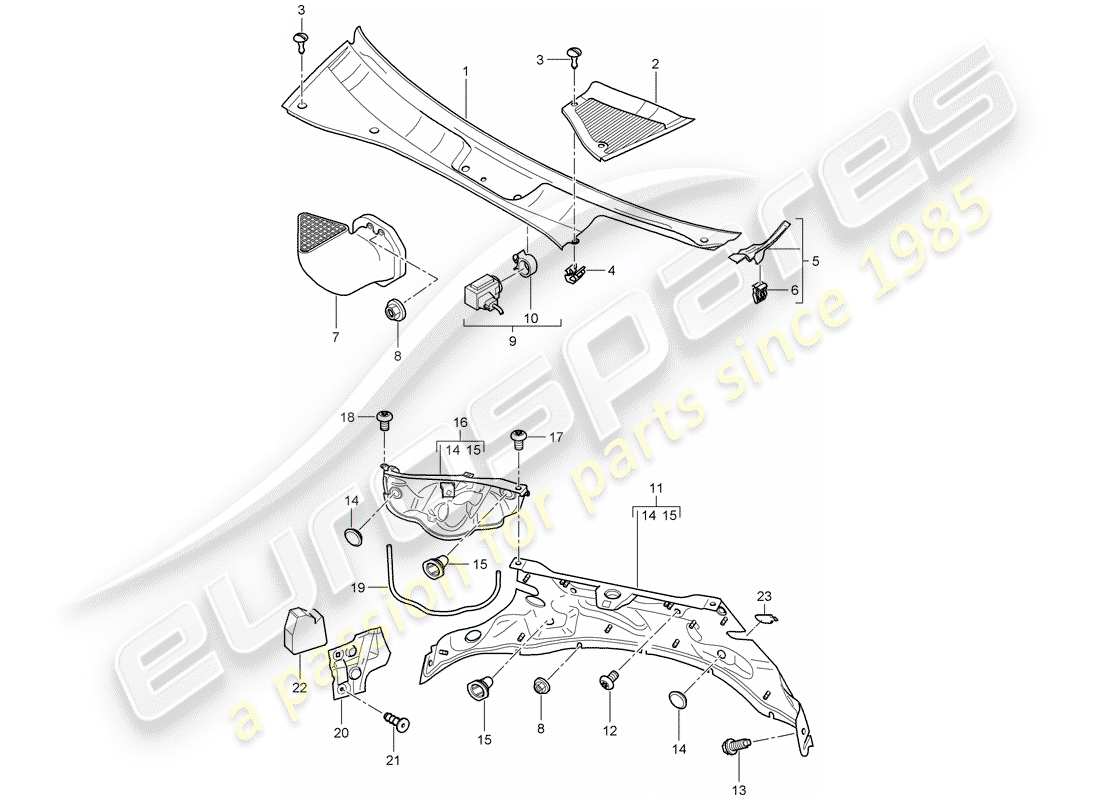 porsche 2007 (cayenne e1 9pa) abdeckung teilediagramm