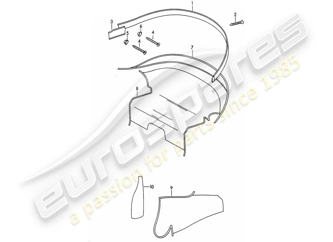 porsche 1962 (356b/356c) zierleisten - innenausstattung ersatzteildiagramm