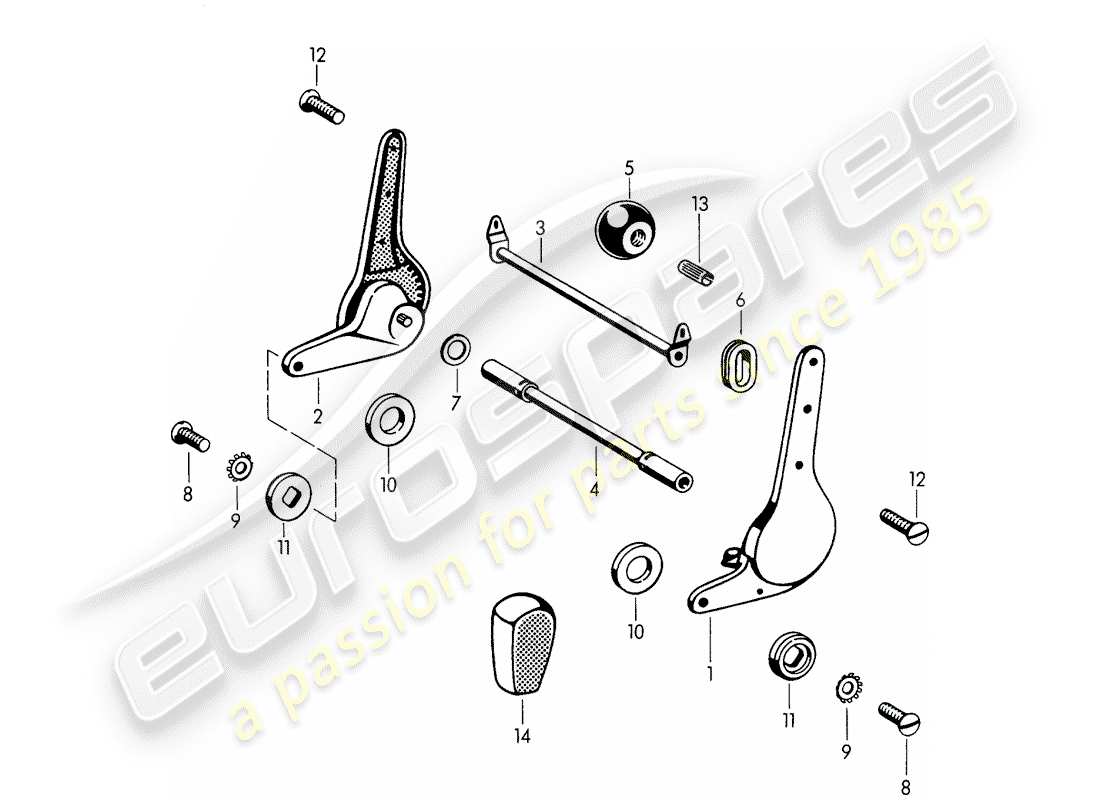 porsche 1961 (356b/356c) liegesitzmechanismus - teilediagramm