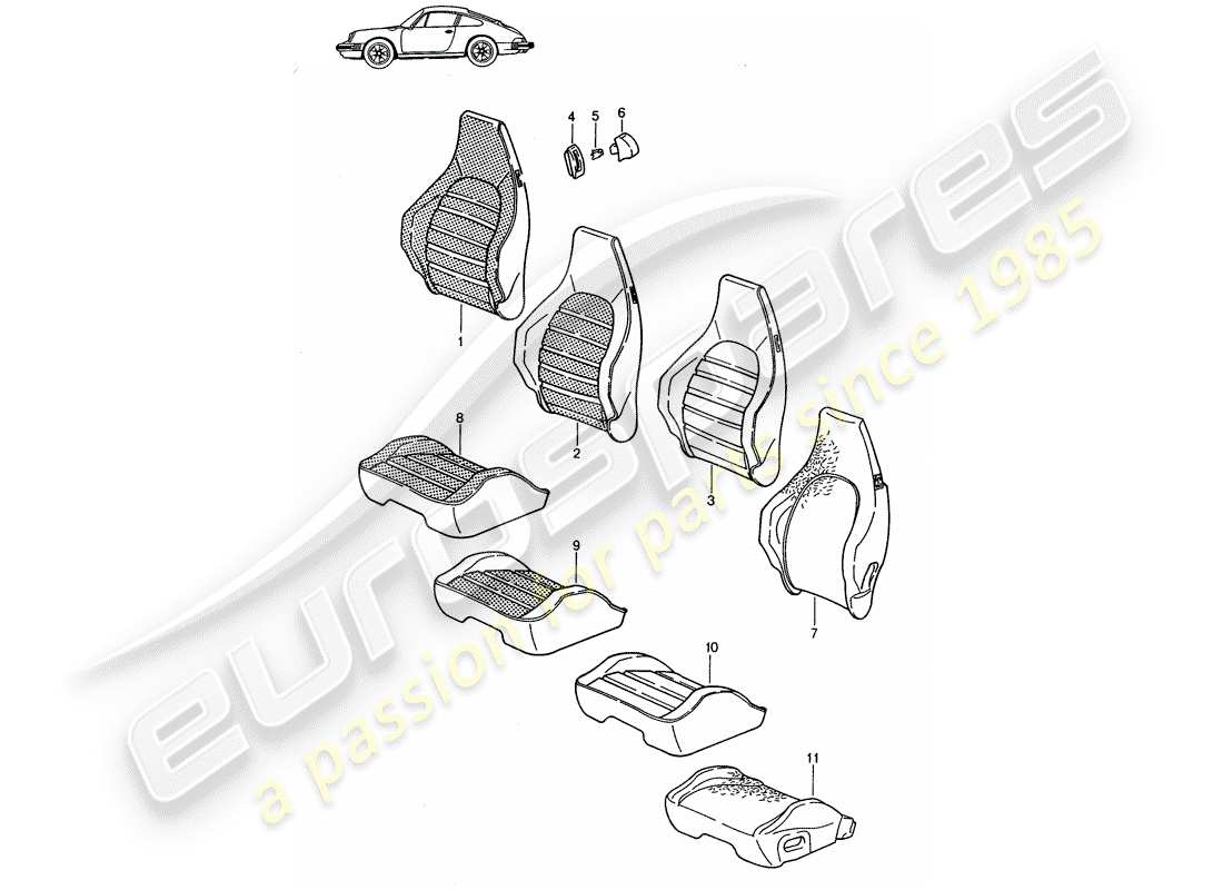 porsche 1987 (seats for 944/968/911/928) abdeckung - sportsitz - d - mj 1987>> - mj 1989 ersatzteildiagramm