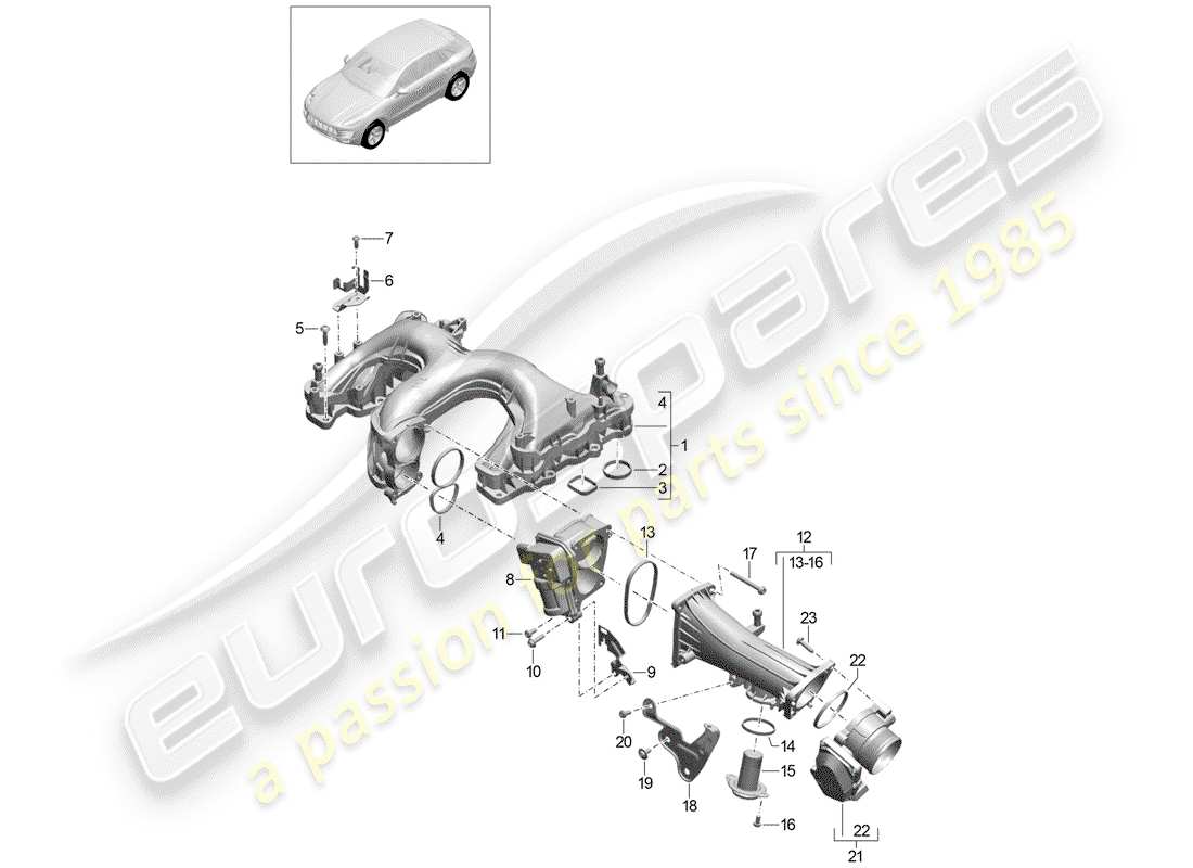 porsche 2015 (macan) ansaugkrümmer - teilediagramm