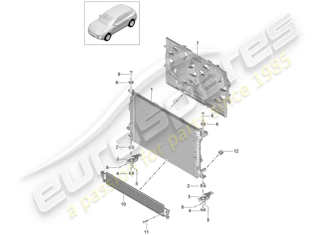 porsche 2017 (macan) wasserkühlung teilediagramm