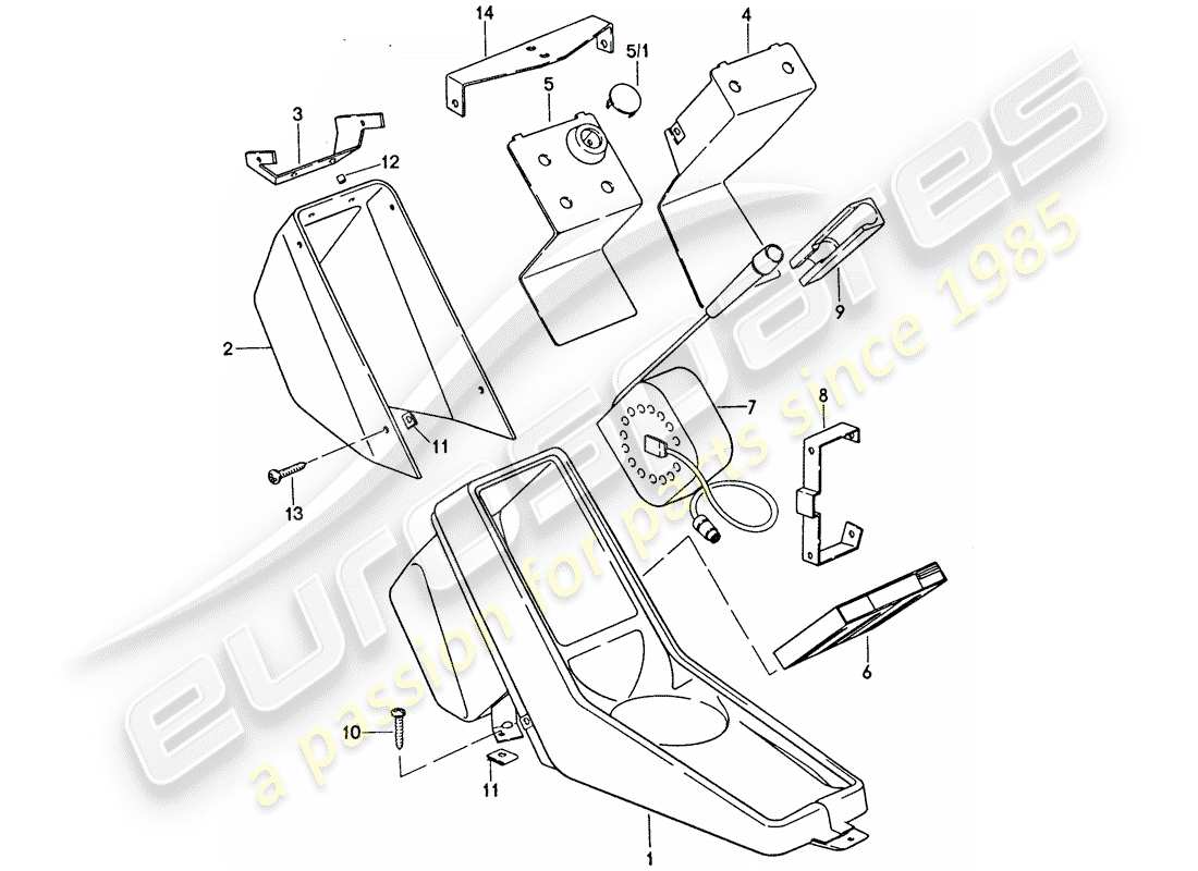 porsche 1977 (911) center console ersatzteildiagramm