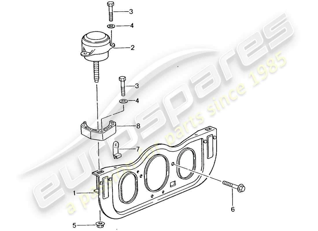 porsche 2004 (996 turbo / gt2) motoraufhängung teilediagramm
