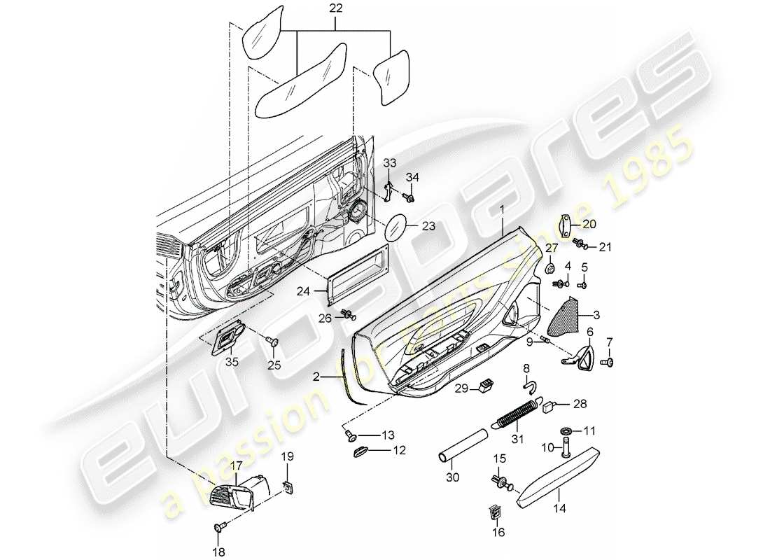 porsche 2004 (carrera gt) türplatte teilediagramm