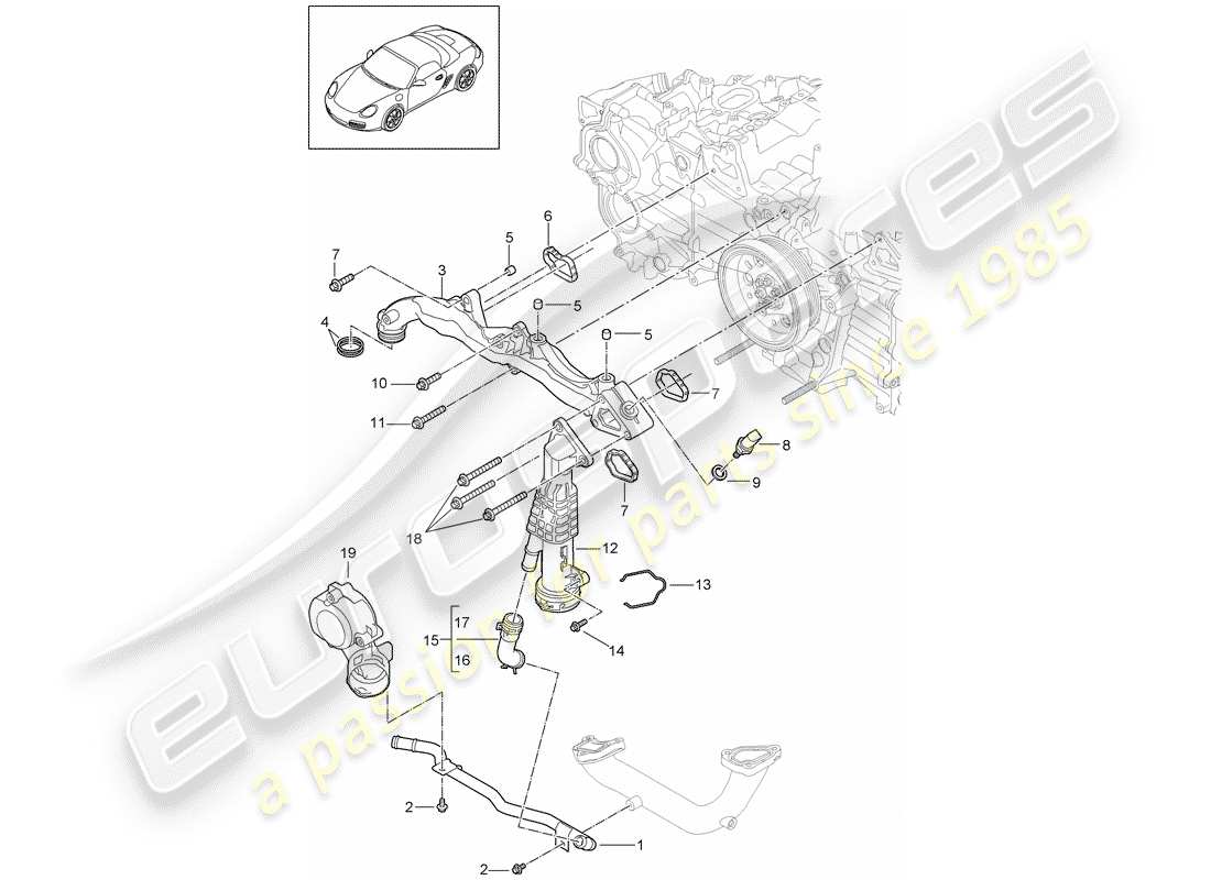 porsche 2012 (987 boxster) unterrahmen teilediagramm