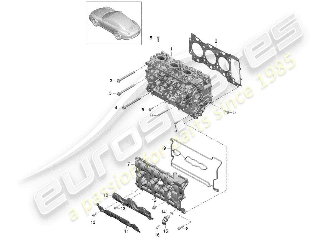 porsche 2016 (991-1) zylinderkopf teilediagramm