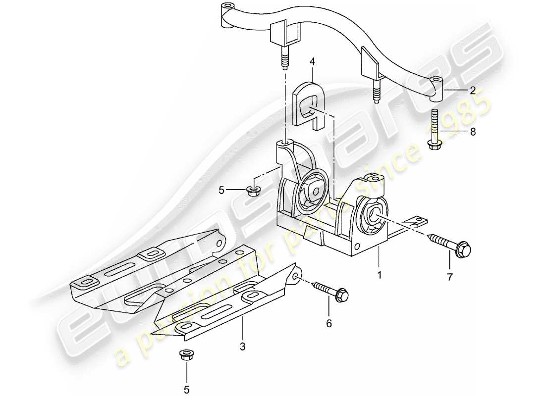 porsche 2001 (996 turbo / gt2) getriebeaufhängung teilediagramm