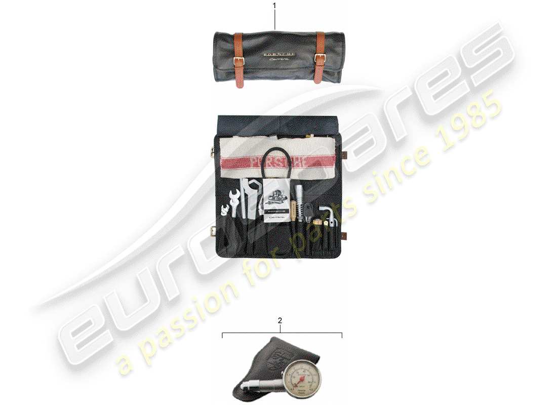 porsche classic accessories (2013) werkzeugtasche mit werkzeugen ersatzteildiagramm