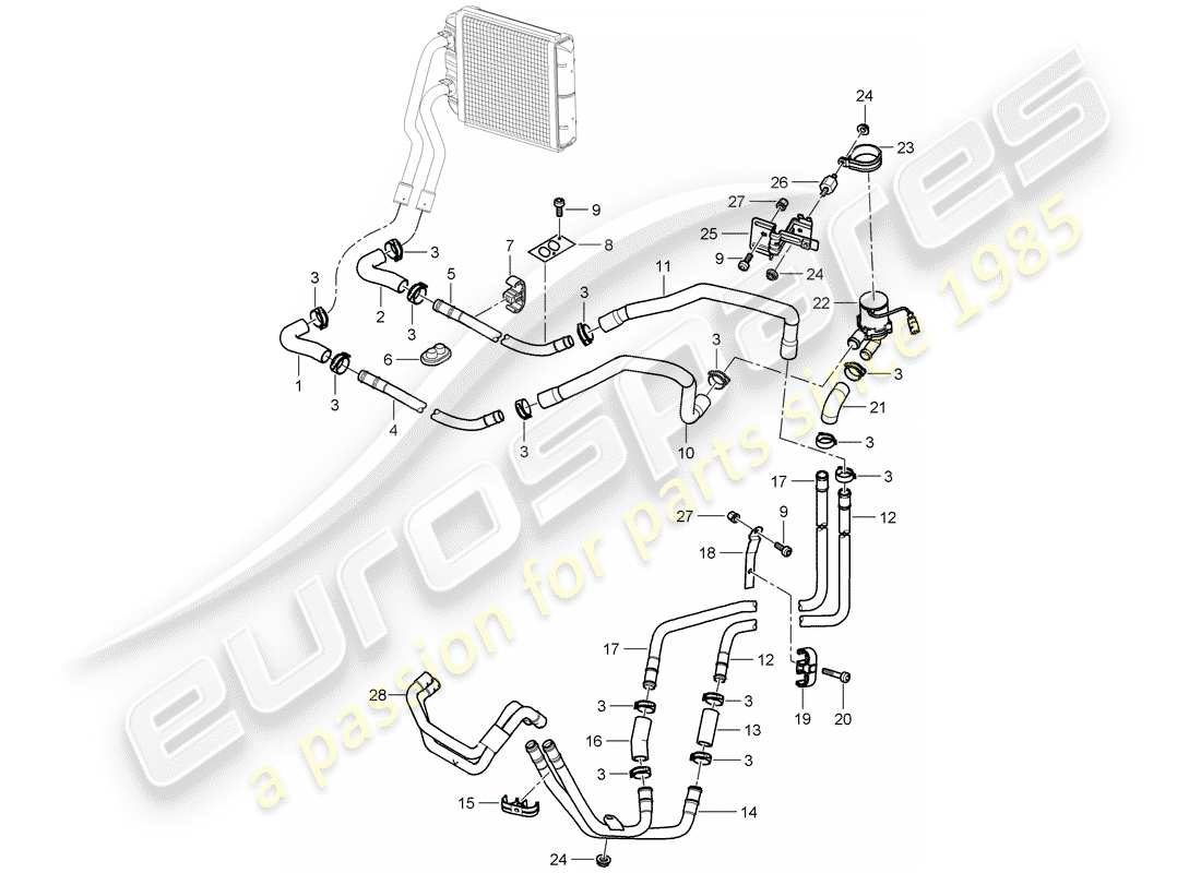 porsche 2008 (cayenne e1 9pa) heizung teilediagramm