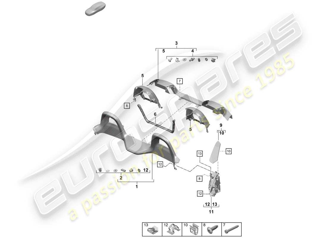porsche 2020 (718 boxster spyder) trims-teilediagramm