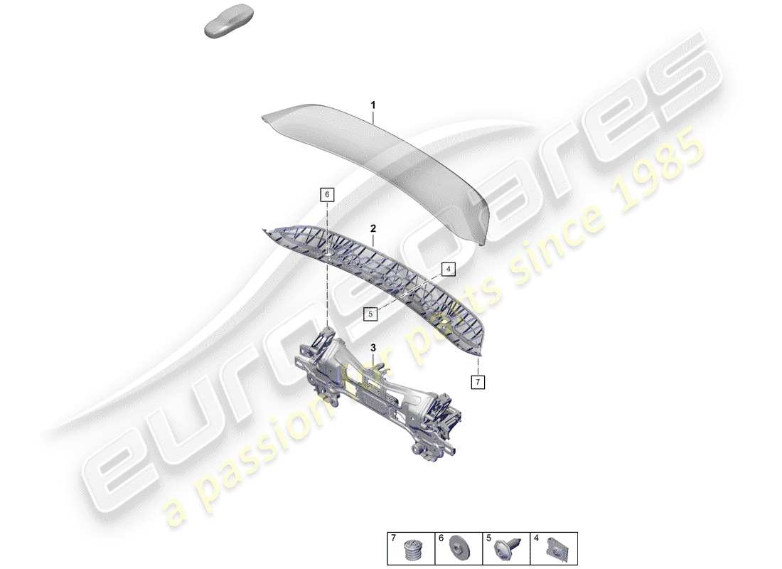 porsche 2020 (718 boxster spyder) heckspoiler teilediagramm