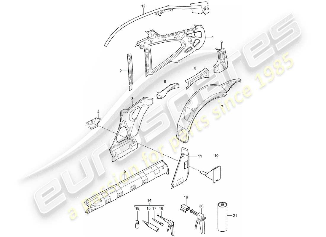 porsche 2011 (997-2) seitenwand teilediagramm