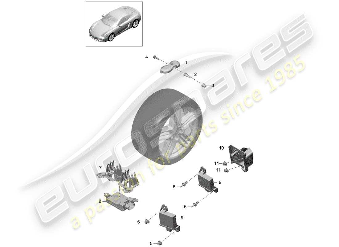porsche 2016 (981 cayman) reifendruck-kontrollsystem teilediagramm