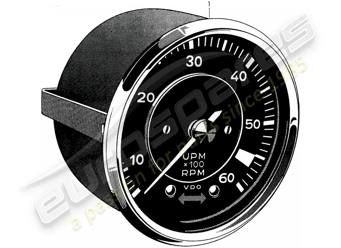 porsche 356b/356c (1960) drehzahlmesser - elektrisch ersatzteildiagramm