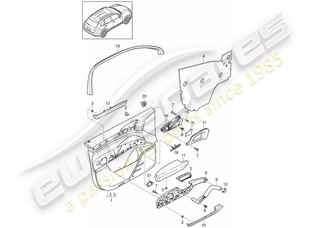 porsche 2014 (cayenne e2 92a) türplatte teilediagramm