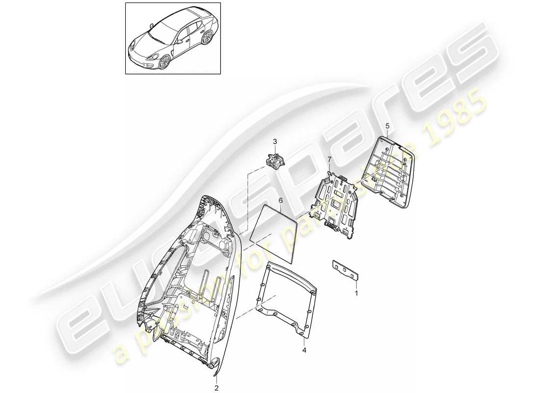 porsche 2014 (panamera 970) rückenlehnenrahmen ersatzteildiagramm