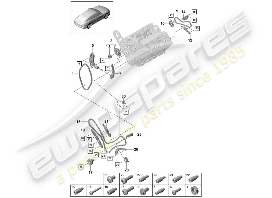 porsche 2019 (panamera 971-1) steuerkette ersatzteildiagramm