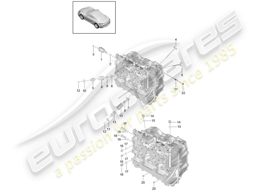 porsche 2018 (718 cayman) zylinderkopf teilediagramm