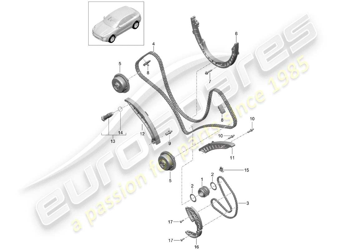 porsche 2018 (macan) steuerkette ersatzteildiagramm