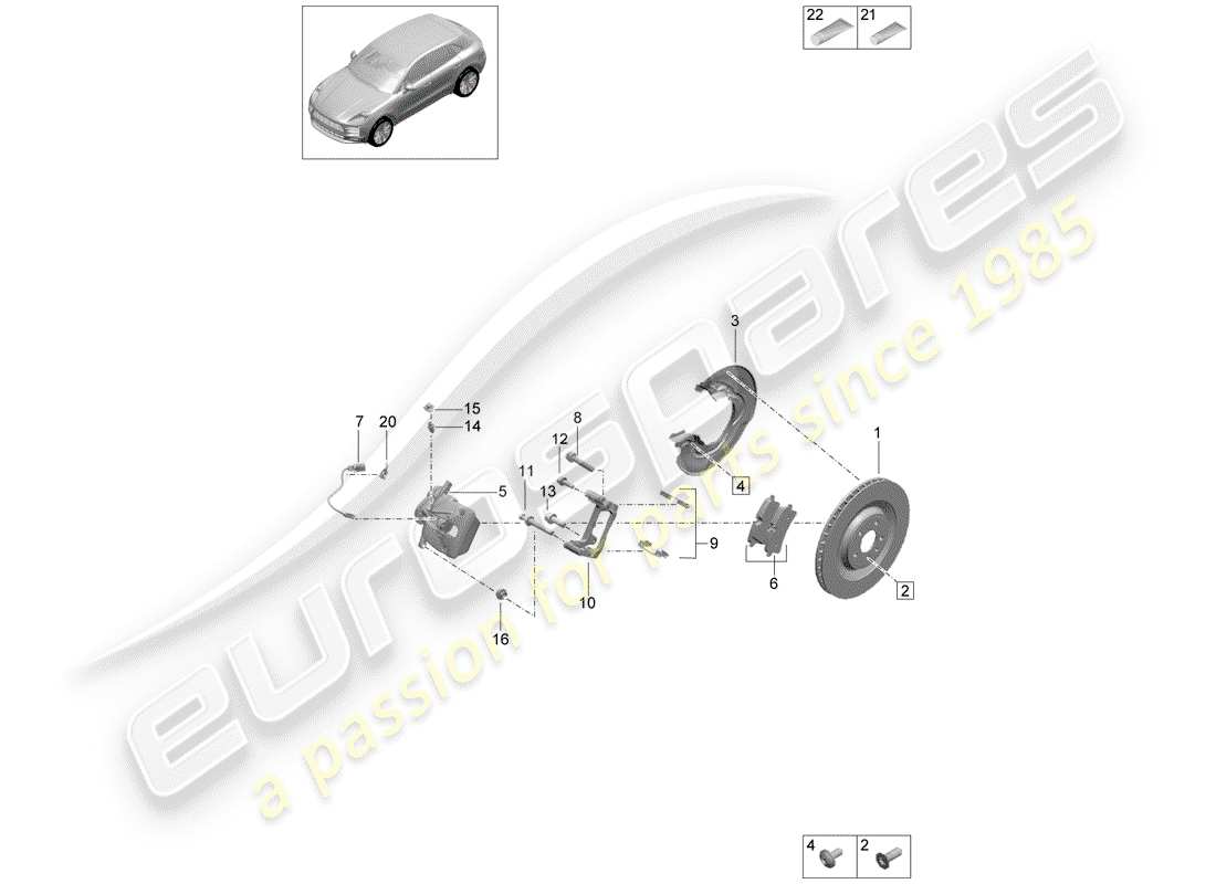 porsche 2019 (macan) scheibenbremsen ersatzteildiagramm
