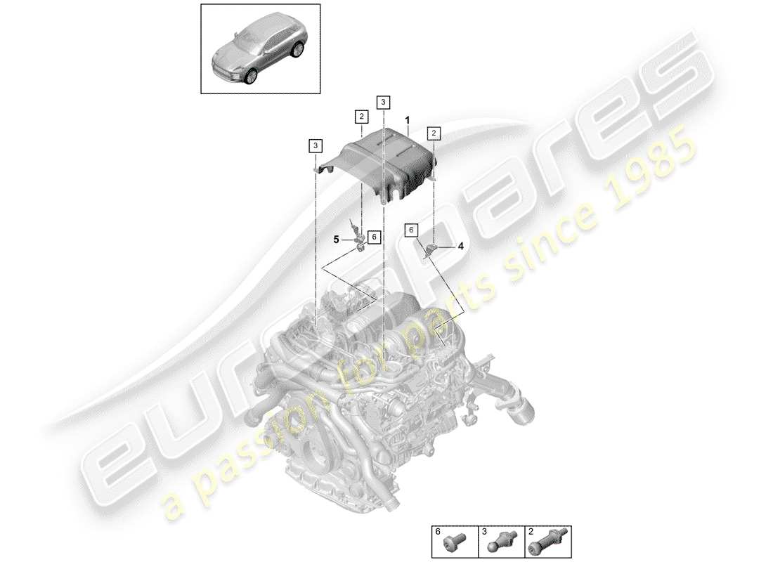 porsche 2019 (macan) zylinderkopf teilediagramm