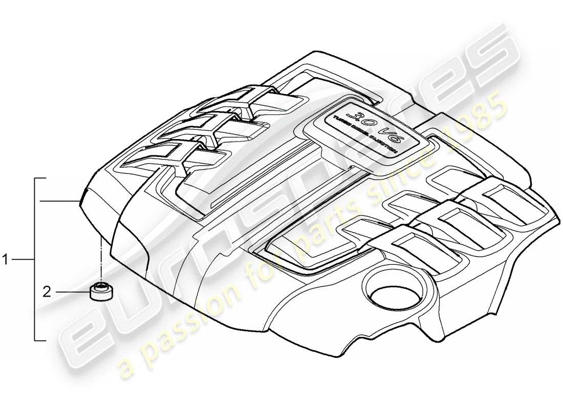 porsche 2008 (cayenne e1 9pa) motorabdeckung ersatzteildiagramm