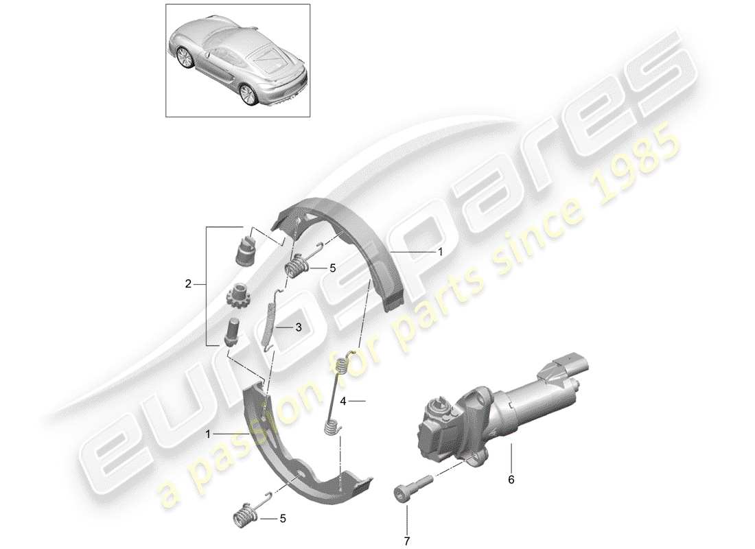 porsche 2016 (981 cayman gt4) parkbremse ersatzteildiagramm