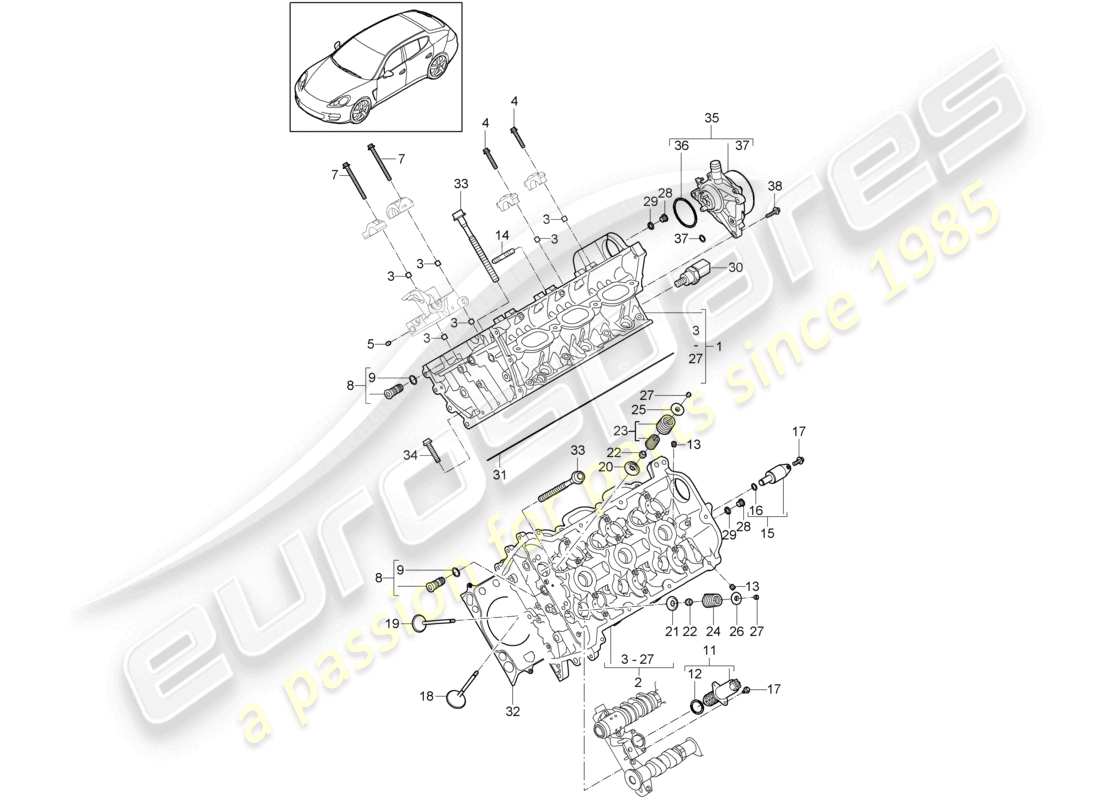 porsche 2010 (cayenne e1 9pa) zylinderkopf vakuumpumpe teilediagramm
