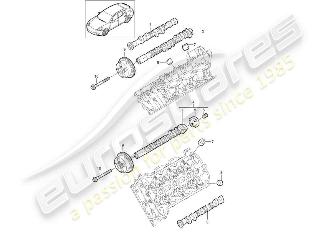 porsche 2010 (cayenne e1 9pa) nockenwelle teilediagramm