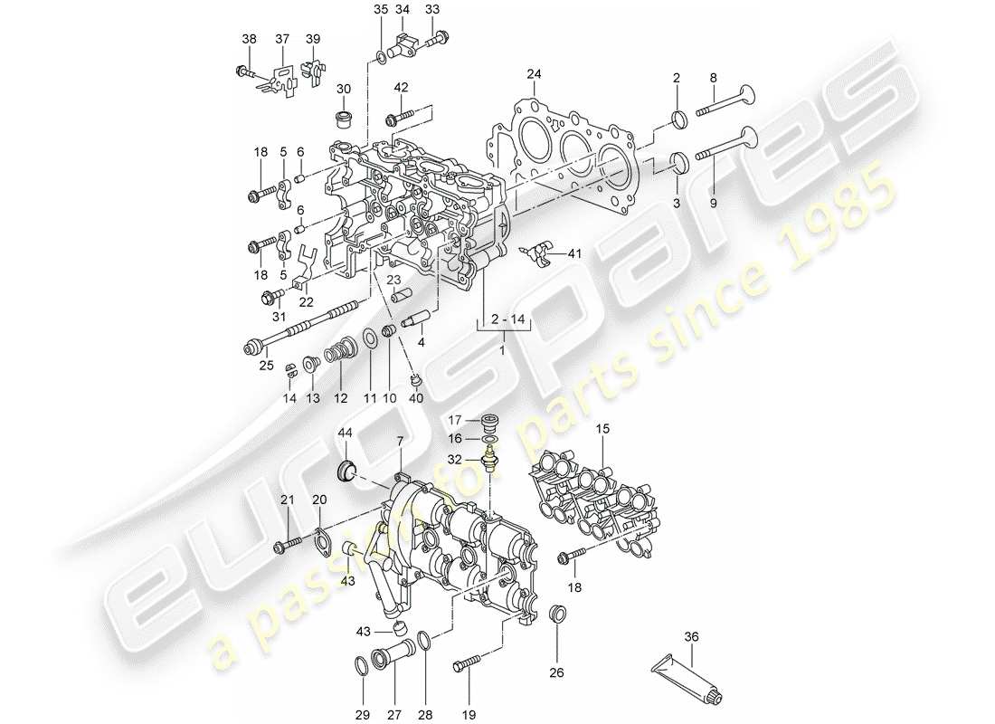 porsche 1997 (986 boxster) zylinderkopf teilediagramm