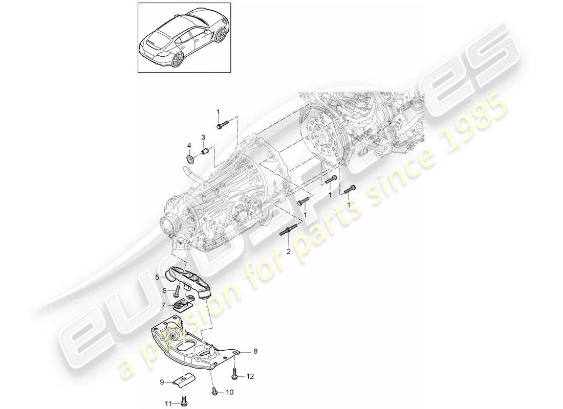 porsche 2011 (panamera 970) befestigungsteile für motor und ersatzteildiagramm