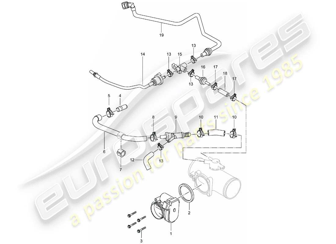 porsche 2004 (996 turbo / gt2) drosselklappengehäuse - teilediagramm