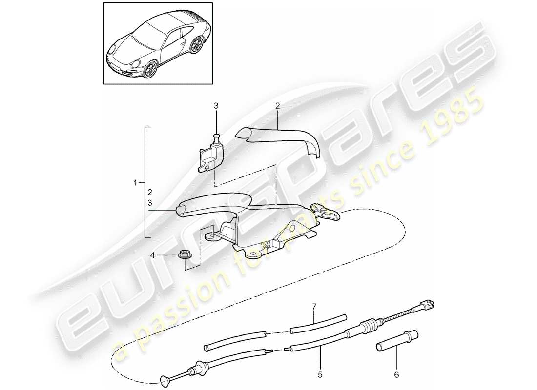 porsche 2010 (997-2) handbremse ersatzteildiagramm