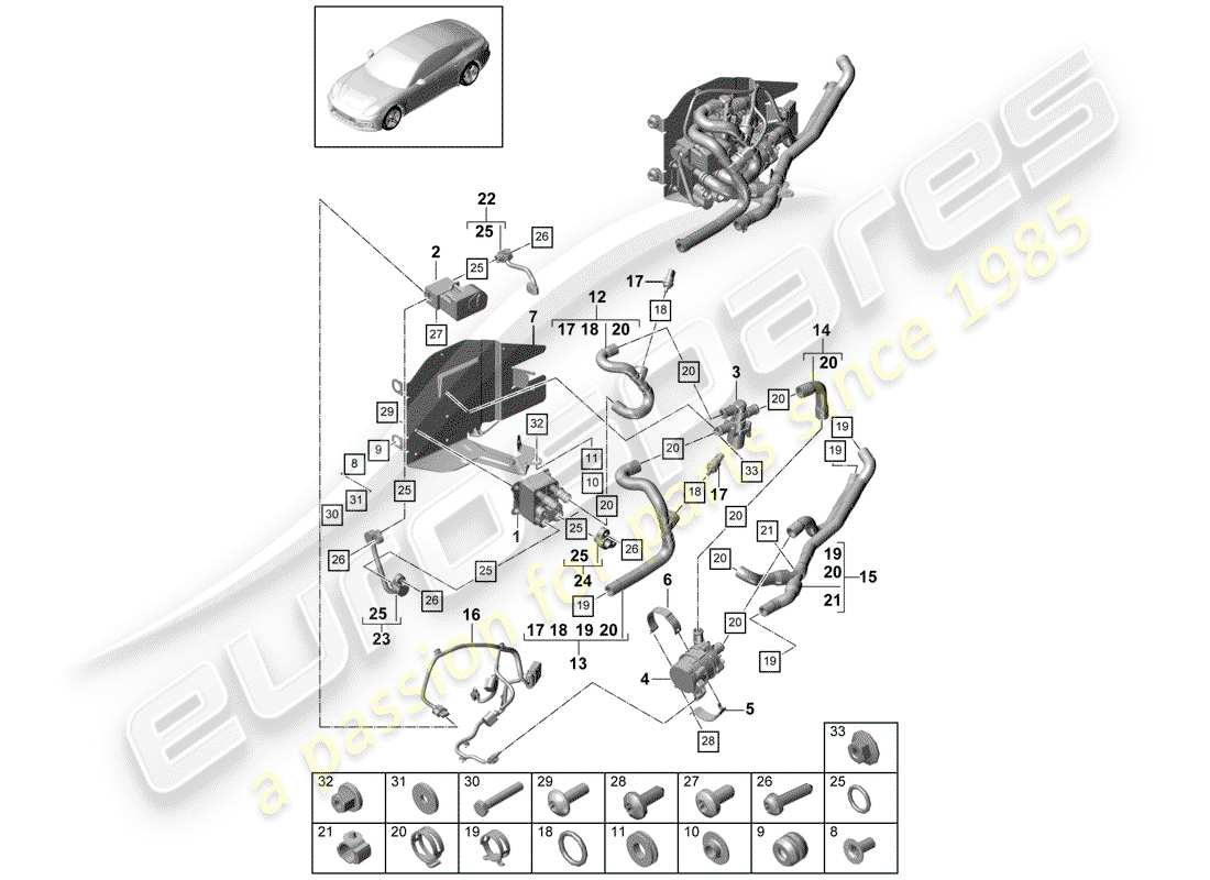 porsche 2020 (panamera 971-1) verdampfer teilediagramm