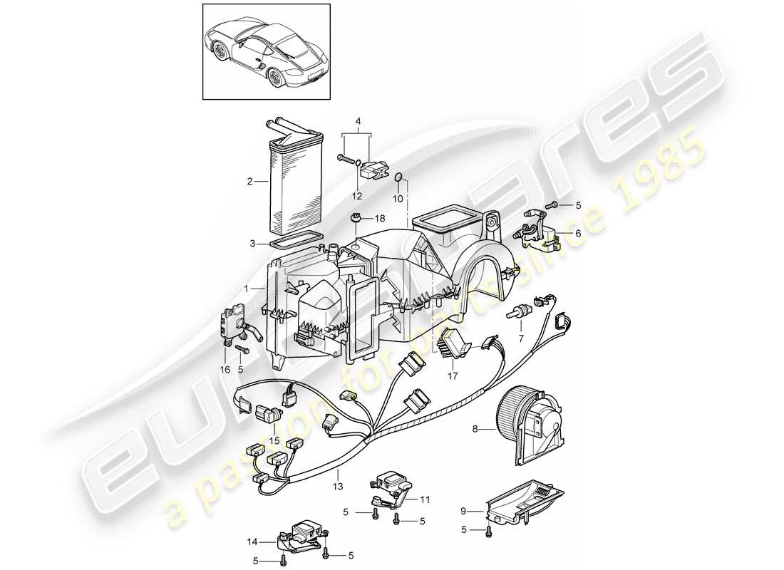porsche 2012 (987 cayman) klimaanlage teilediagramm