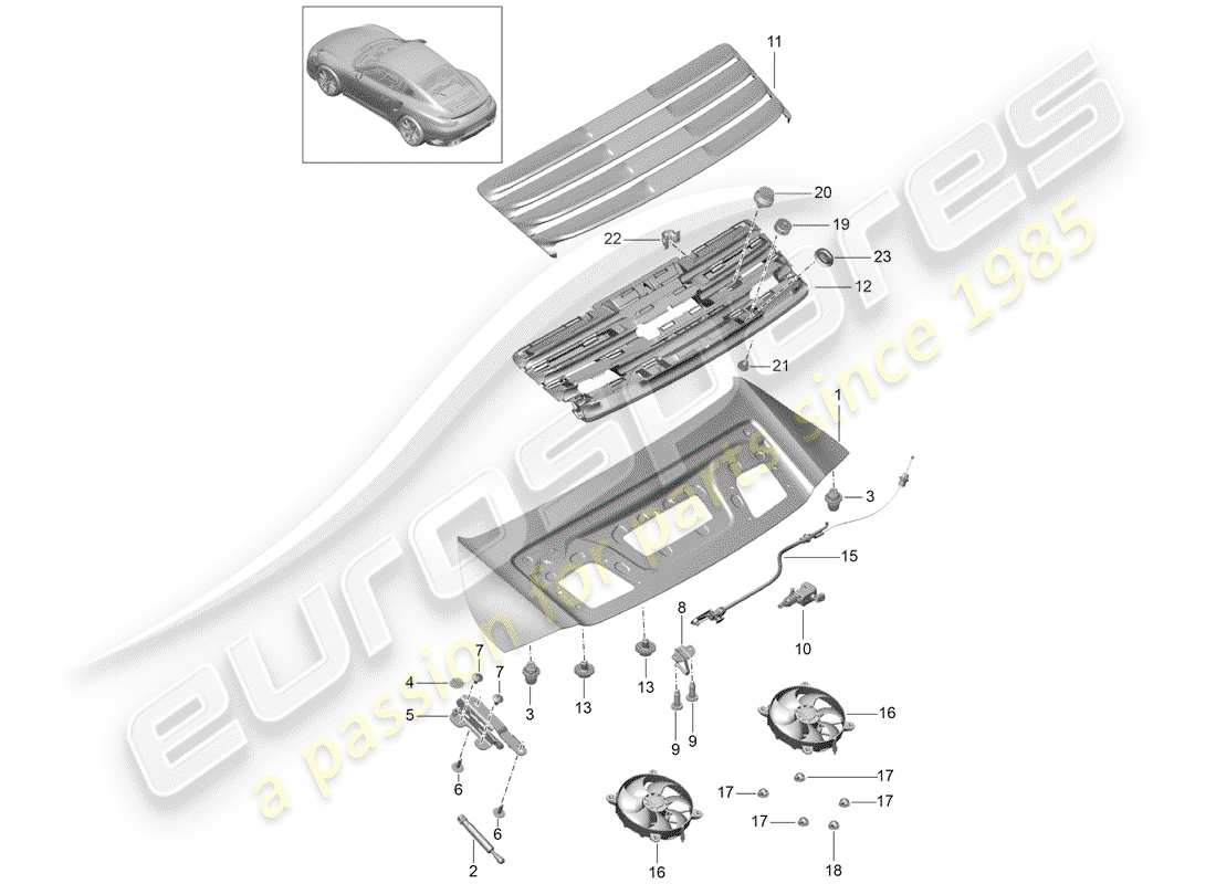 porsche 2019 (991-2 turbo) abdeckung teilediagramm