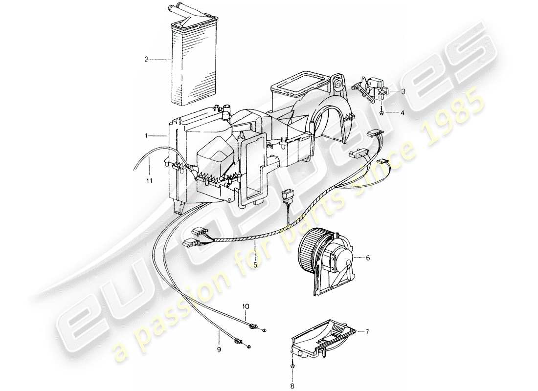 porsche 2001 (986 boxster) heizung - einzelteile ersatzteildiagramm