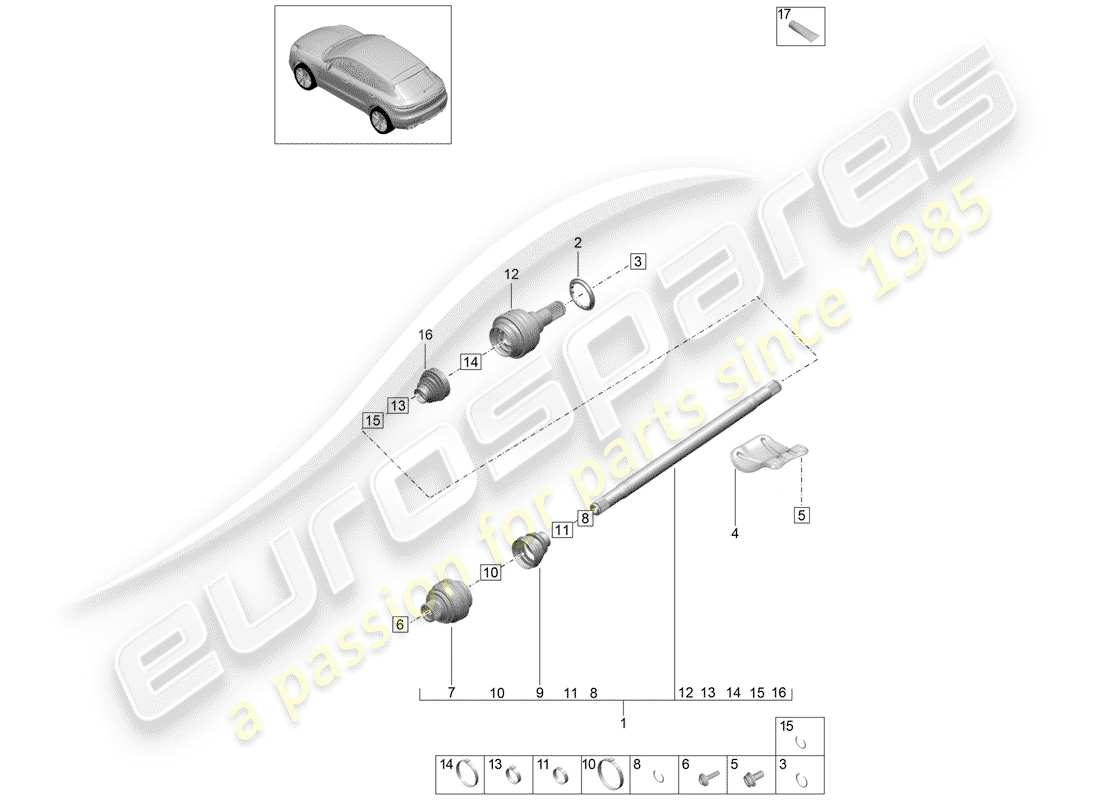 porsche 2020 (macan) antriebswelle teilediagramm