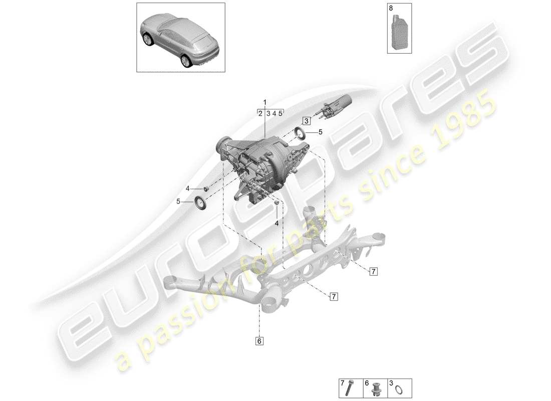 porsche 2020 (macan) hinterachsdifferential ersatzteildiagramm
